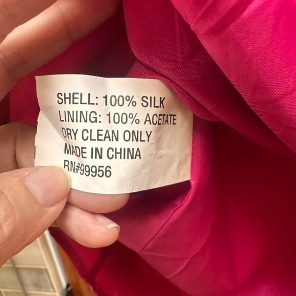 SHOSHANNA 100% Silk Strapless Dress Pink Orange Colorblock Bow Bust 6 - Picture 8 of 8